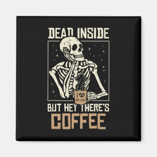 Aimant Intérieur Squelette Boire Café Drôle Halloween Sk