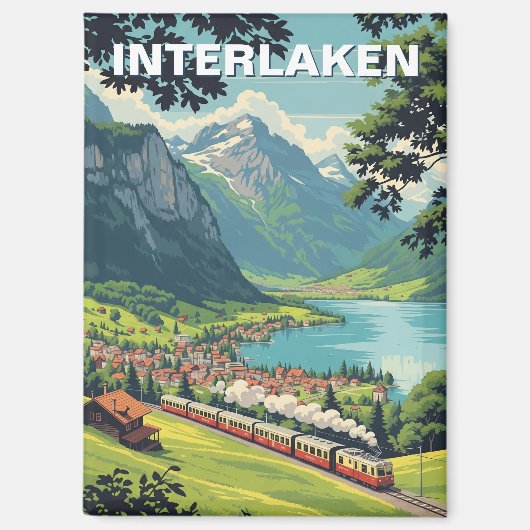 Aimant Interlaken Suisse Travel Vintage (Recto)