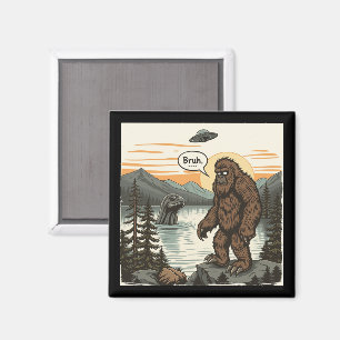 Aimant Introverti drôle Bigfoot Sasquatch Loch Ness Rétro