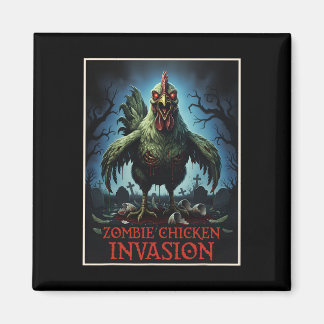 Aimant Invasion de poulets zombies Horreur de ferme de mo