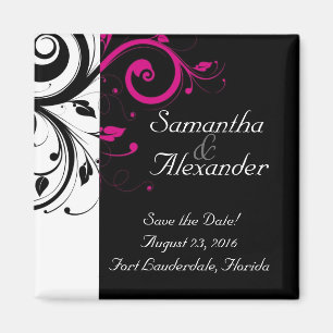 Aimant inverse noir, blanc, fuchsia de mariage de