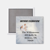 Aimant Invitation Baby Shower avec fond bleu ciel (Recto/Verso)