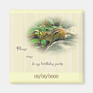 Aimant Invitation de fête d'anniversaire - Chipmunk