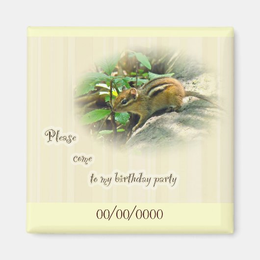 Aimant Invitation de fête d'anniversaire - Chipmunk (Devant)