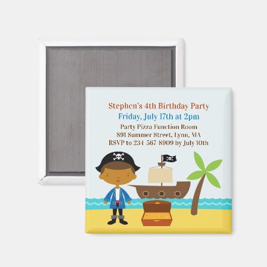 Aimant Invitation de fête d'anniversaire du pirate Capita (Recto/Verso)