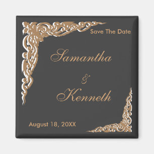 Aimant Invitations Black Gold Wedding