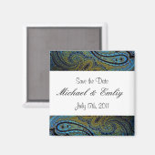 Aimant Invitations de mariage indiennes Peacock Paisley (Recto/Verso)