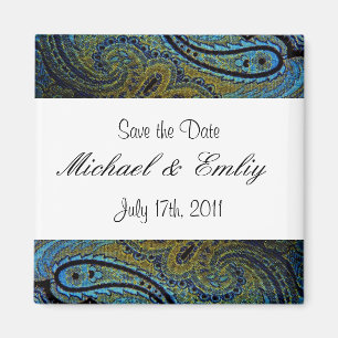 Aimant Invitations de mariage indiennes Peacock Paisley