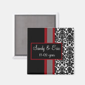 Aimant Invitations Red White Black Mariage damassé (Recto/Verso)