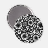 Aimant iPhone floral noir et blanc (Recto/Verso)