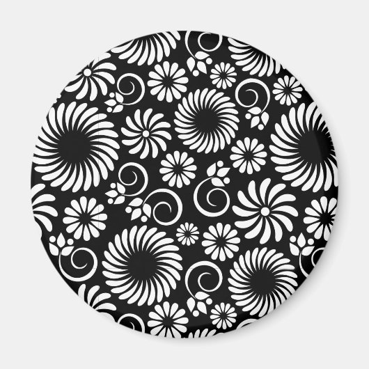 Aimant iPhone floral noir et blanc (Devant)