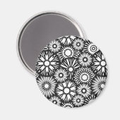 Aimant iPhone floral noir et blanc (Recto/Verso)