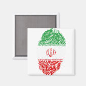 Aimant Iran Drapeau empreintes digitales Identité du pays (Recto/Verso)