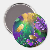 Aimant Iridescente mardi gras arrière - plan avec perles (Recto/Verso)