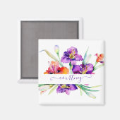 Aimant Iris aquarelle violet personnalisé (Recto/Verso)