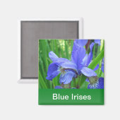 Aimant iris bleus et feuilles verts (Recto/Verso)