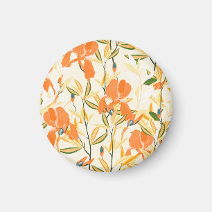 Aimant Iris orange : motif floral transparent