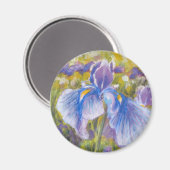 Aimant Irises—Bleu, violet, vert jaune—Aimant de réfrigér (Recto/Verso)