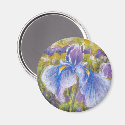 Aimant Irises—Bleu, violet, vert jaune—Aimant de réfrigér (Recto/Verso)