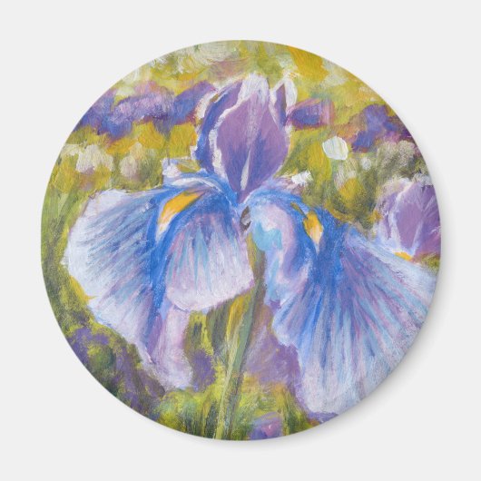 Aimant Irises—Bleu, violet, vert jaune—Aimant de réfrigér (Devant)