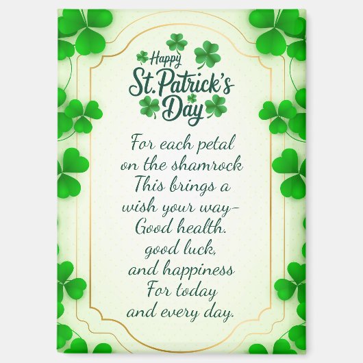 Aimant Irish blessings and shamrocks are symbols of luck (Recto)