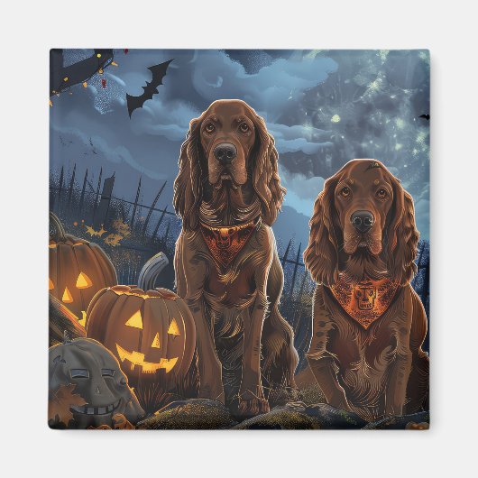 Aimant Irish Red Setter Halloween Éffrayant (Devant)