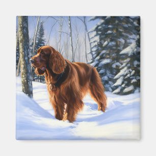 Aimant Irish Setter Let It Neige Christmas