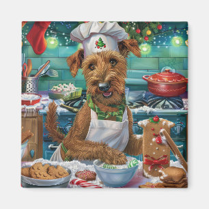 Aimant Irish Terrier Gâteau de vacances : Noël festif