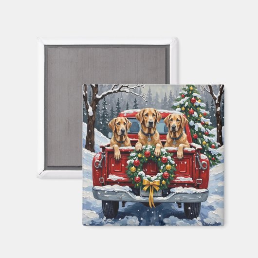 Aimant Irish Wolfhound Christmas Red Truck Holiday Gift (Recto/Verso)