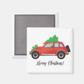 Aimant Irish Wolfhound conduisant une voiture de Noël (Recto/Verso)