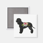 Aimant Irlandais Eau Spaniel Chien Boho Floral Silhouette (Recto/Verso)