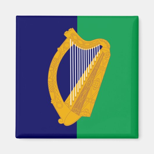 Aimant Irlande - Harpe sur bleu et vert (Devant)