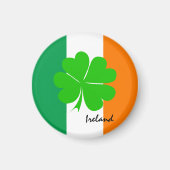 Aimant Irlande & quatre feuilles de trèfle, drapeau irlan (Devant)