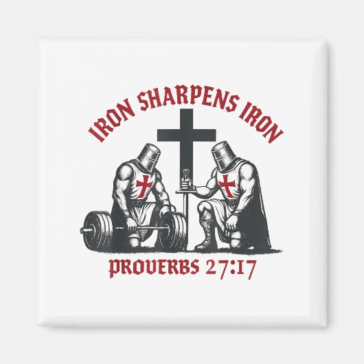 Aimant Iron Sharpens Iron Bible Scripture Christian Gym W (Devant)