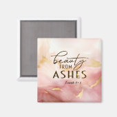 Aimant Isaïe 61 3 Beauté de Ashes Bible Verse Rose (Recto/Verso)