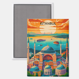 Aimant Istanbul Hagia Sophia coloré Voyage Vintage