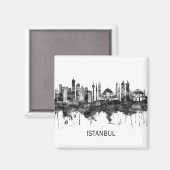 Aimant Istanbul Turquie Skyline BW (Recto/Verso)