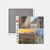 Aimant IT - Italie - Florence - I Love - Collage Mosaic (Recto/Verso)