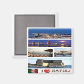 Aimant IT - Italie - Naples - I Love - Collage Mosaïque (Recto/Verso)