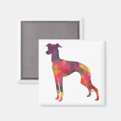 Aimant Italian Greyhound Geo Pattern Silhouette (Recto/Verso)