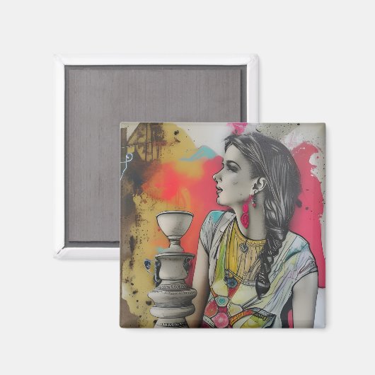 Aimant Italie Ancienne femme de mode Pompéi (Recto/Verso)