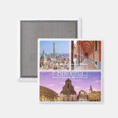 Aimant Italie BOLOGNA, Piazza Maggiore, Deux Tours, Réfri (Recto/Verso)