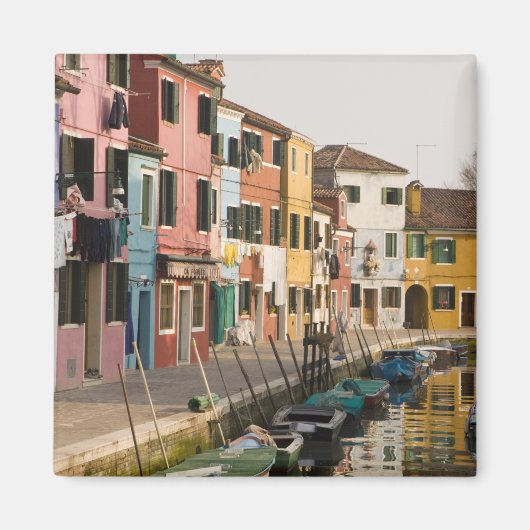 Aimant Italie, Burano. Maisons colorées d'aligner un (Devant)