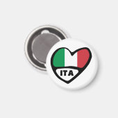 Aimant Italie Code Pays Coeur Drapeau, ITA (Recto/Verso)