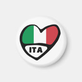 Aimant Italie Code Pays Coeur Drapeau, ITA (Devant)
