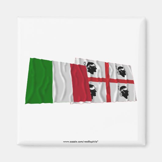 Aimant Italie et Sardaigne agitant des drapeaux (Devant)