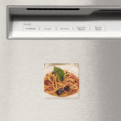 Aimant Italie, Positano. Plaque de pâtes et aubergines. (In Situ (Lave-vaisselle))