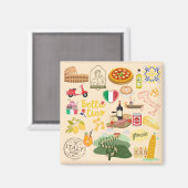 Aimant Italie Symboles Amateurs de voyage (Recto/Verso)