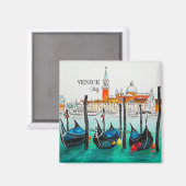 Aimant Italie Voyage - VENICE aquarelle souvenir (Recto/Verso)