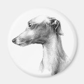 Aimant Italien Greyhound Whippet portrait de chien dessin (Devant)